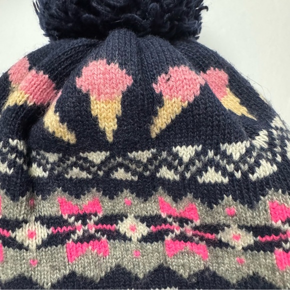 J. Crew Crewcuts Children's Hamburger & Ice Cream Wool Blend Pom Pom Beanie L/XL - Picture 4 of 4